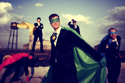 Business People Superhero Inspirations Confidence Team Work Concept